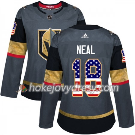 Dámské Hokejový Dres Vegas Golden Knights James Neal 18 Adidas 2017-2018 Šedá USA Flag Fashion Authentic